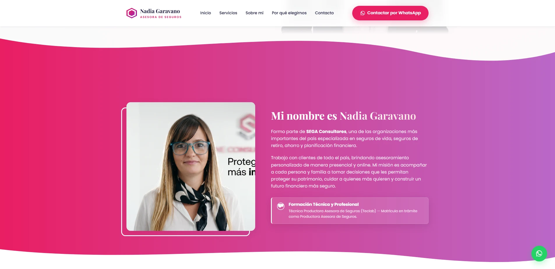 Nadia Garavano: presentación personal